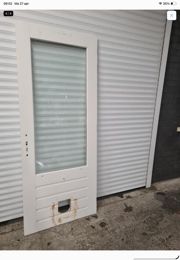 Hardhouten achterdeur, Ophalen, 200 tot 215 cm, Glas, Buitendeur