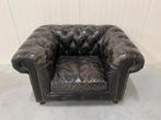 Stoere Chesterfield  club fauteuil vintage zwart, Ophalen of Verzenden, Zo goed als nieuw, 75 tot 100 cm