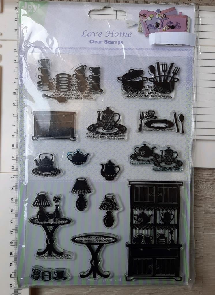 Joy! Crafts clear stamp set thee koffie servies, Hobby en Vrije tijd, Stempelen, Ophalen of Verzenden, Zo goed als nieuw, Clearstamp