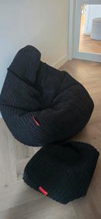 Lounge Pug Zitzak met Voetenkussen - Rib Zwart, Ophalen, Gebruikt, Zwart, Zitzak