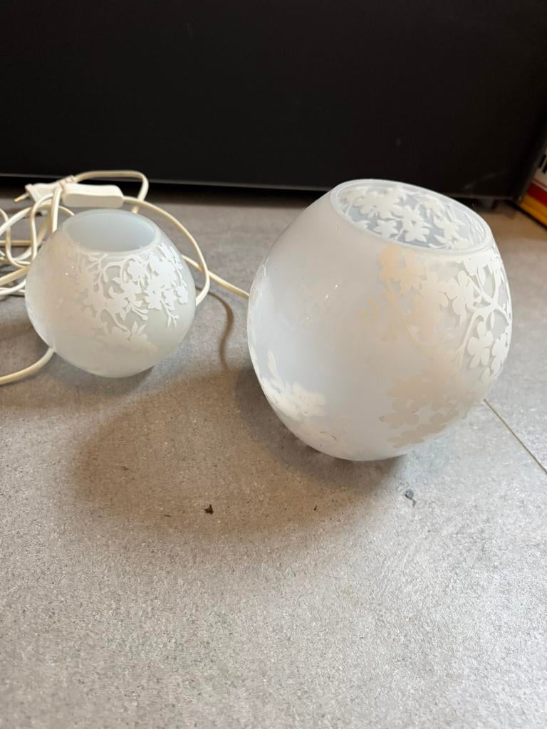 Set 2 lampen, Huis en Inrichting, Lampen | Vloerlampen, Ophalen of Verzenden, Gebruikt, Glas, Minder dan 100 cm