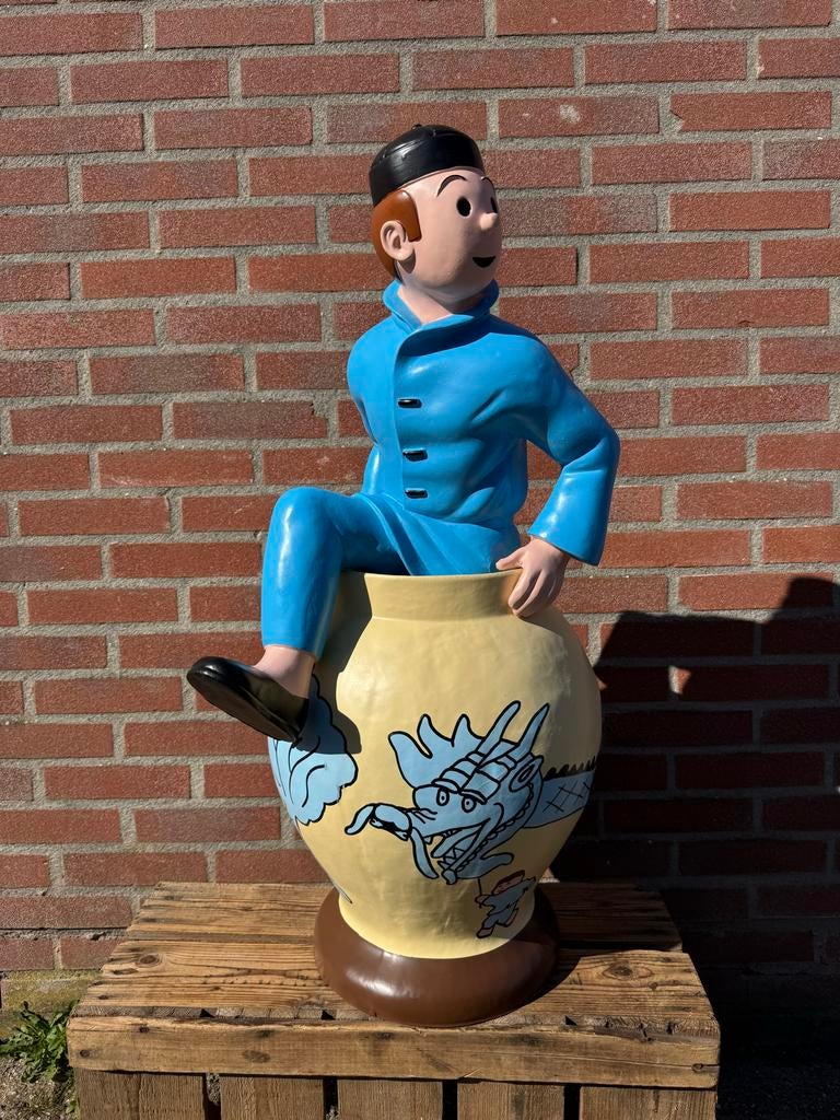 Unieke Kuifje beeld in vaas - Decoratie voor binnen/buiten, Ophalen, Gebruikt, Mens