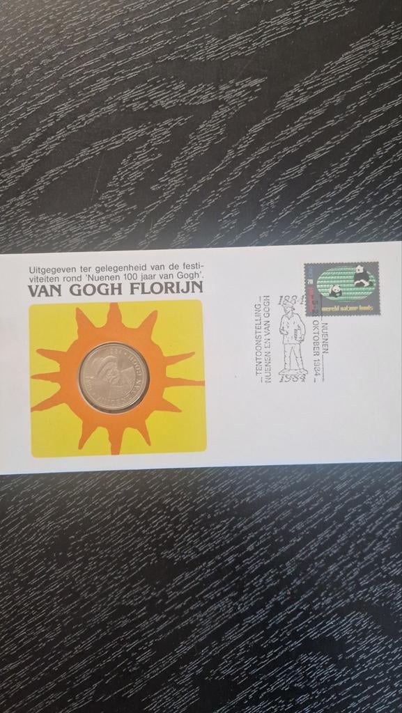 Van Gogh Florijn munt in envelop, Ophalen of Verzenden, Koningin Beatrix, Euro's