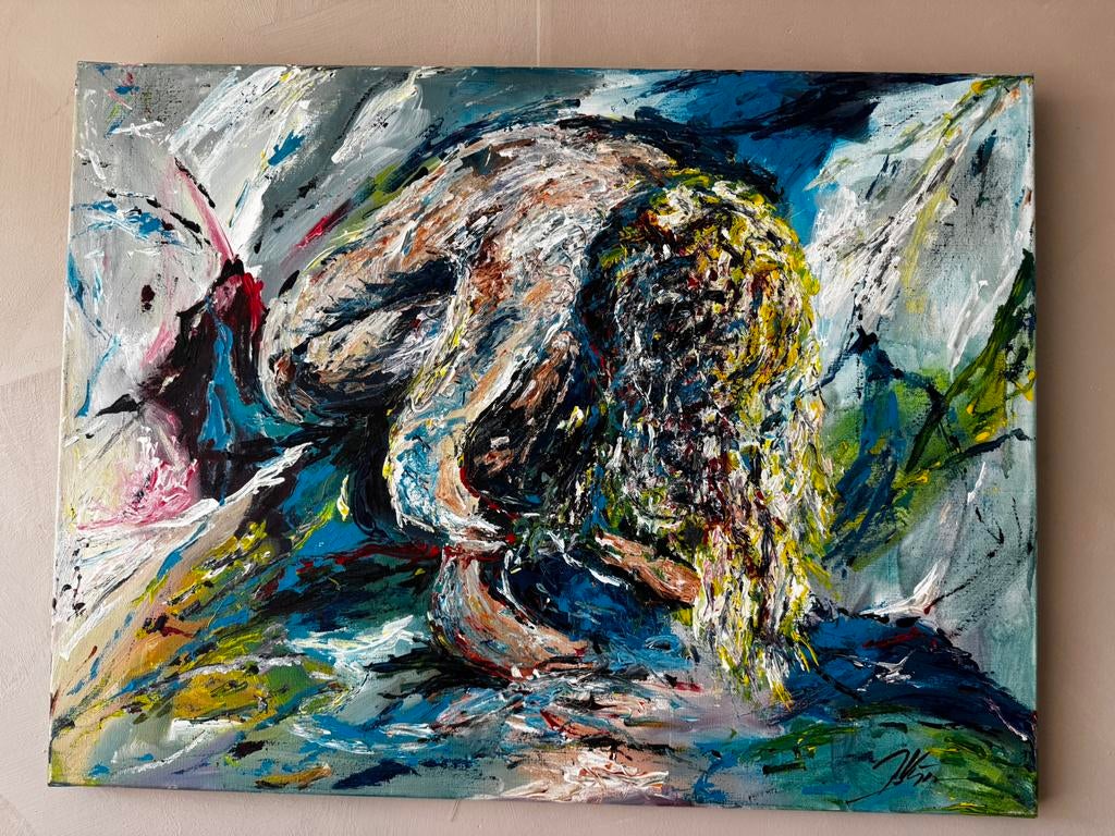 Abstract model acryl schilderij 60 x 80 cm, Ophalen