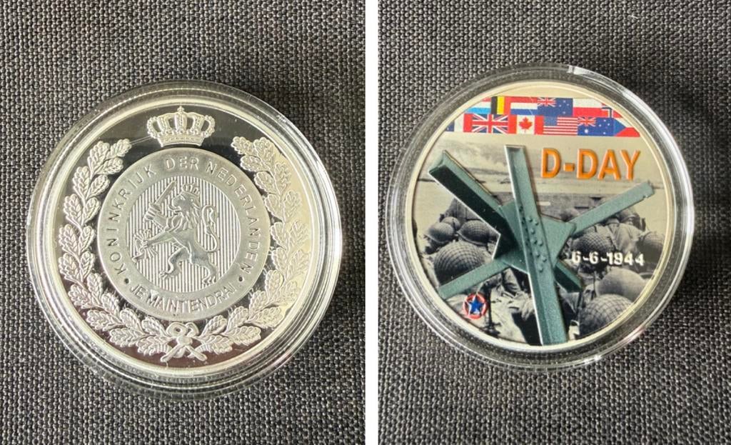 Verzilverde herdenkingsmunt D-day WWII, Postzegels en Munten, Ophalen of Verzenden, Overige landen, 5 euro
