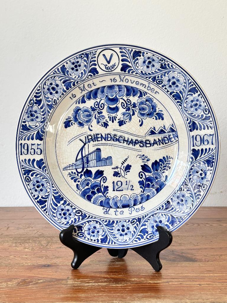 Wandbord - RAM Arnhem  - Delfts Blauw aardewerk, Antiek en Kunst, Antiek | Wandborden en Tegels, Ophalen of Verzenden