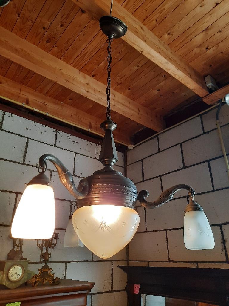 Vintage lamp, Ophalen, Gebruikt, Glas, 50 tot 75 cm