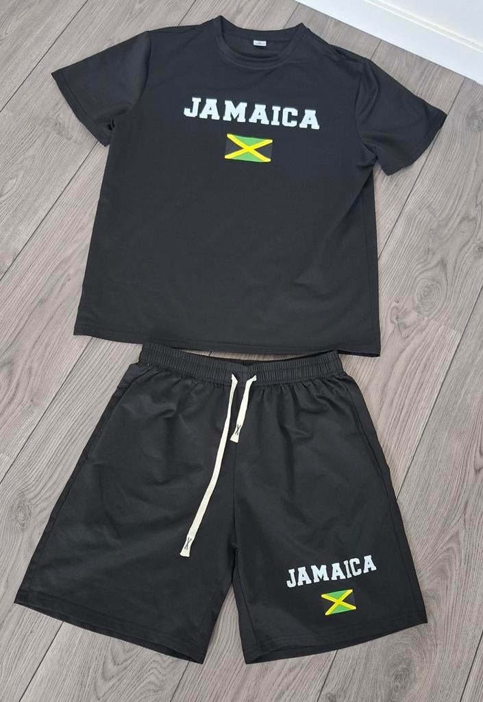 Zwart Jamaica T-shirt en korte broek set maat M, Ophalen of Verzenden, Zo goed als nieuw