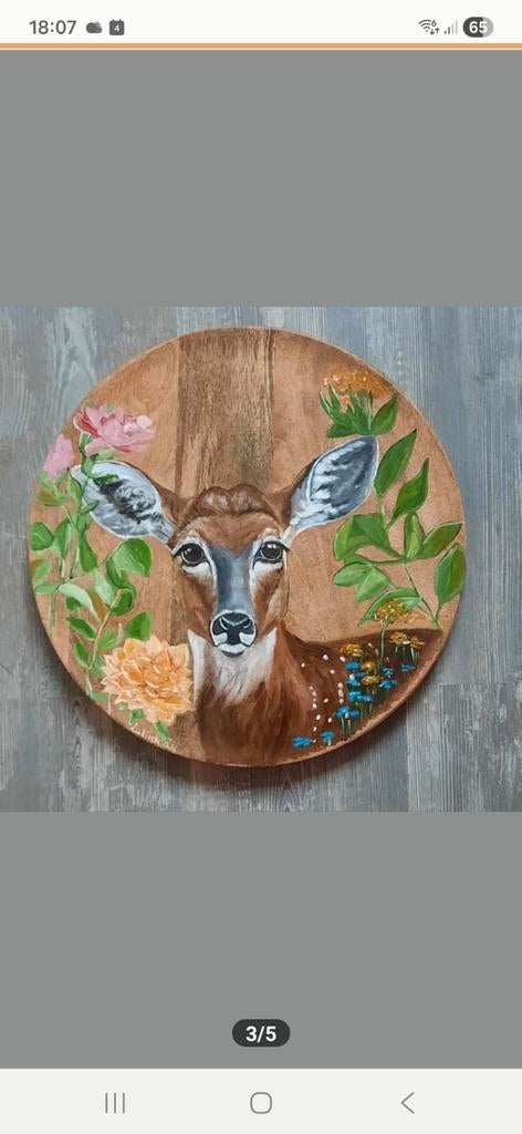 Houten borden,  hert, toekan, schaap,bloesem, kikker, Antiek en Kunst, Ophalen of Verzenden
