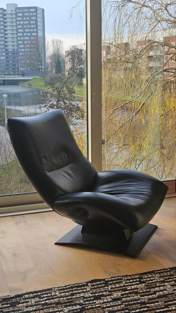 Artifort Wave 770 lounge design klassieker zwart leer, Huis en Inrichting, Fauteuils, Leer, 50 tot 75 cm, 75 tot 100 cm, Ophalen