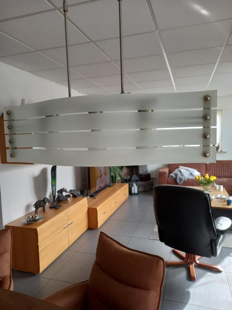 Tafel hanglamp, Huis en Inrichting, Ophalen of Verzenden, Zo goed als nieuw, Glas, Minder dan 50 cm