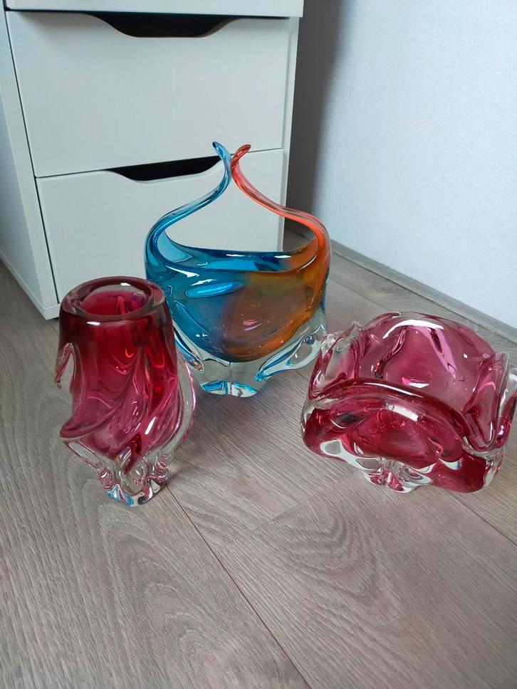 Josef Hospodka Boheems kristal glazen vazen set, Antiek en Kunst, Antiek | Vazen, Ophalen of Verzenden