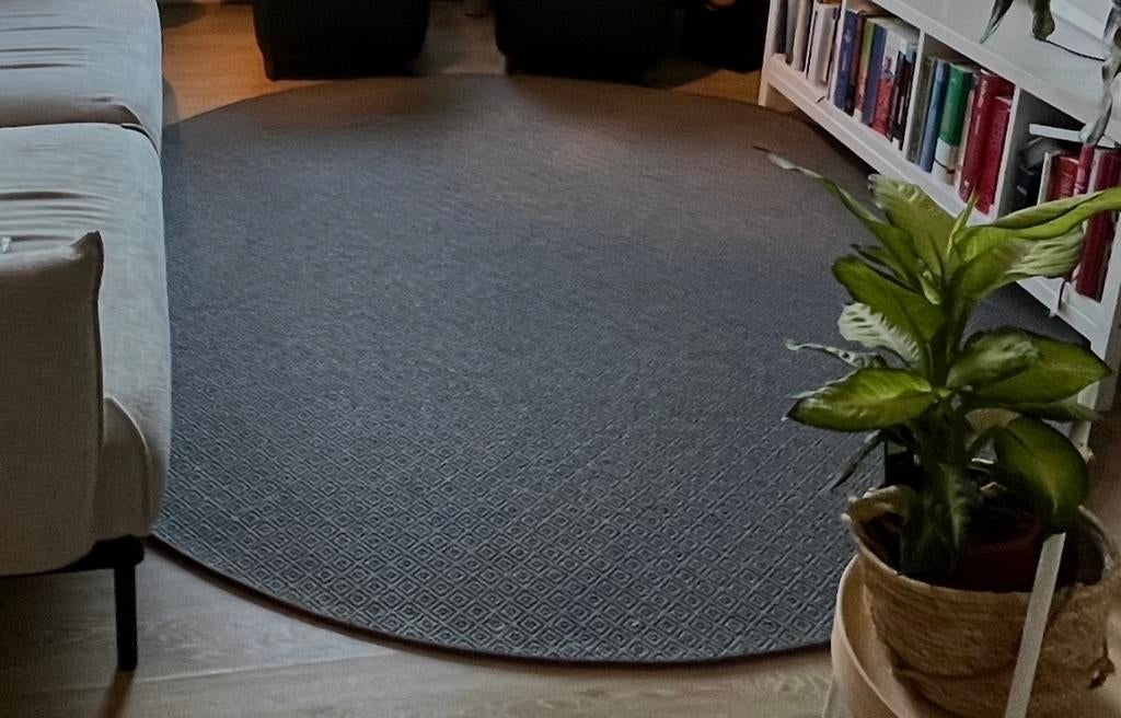 Rond tapijt grijs 2,4m, Ophalen, Gebruikt, Rond, 200 cm of meer