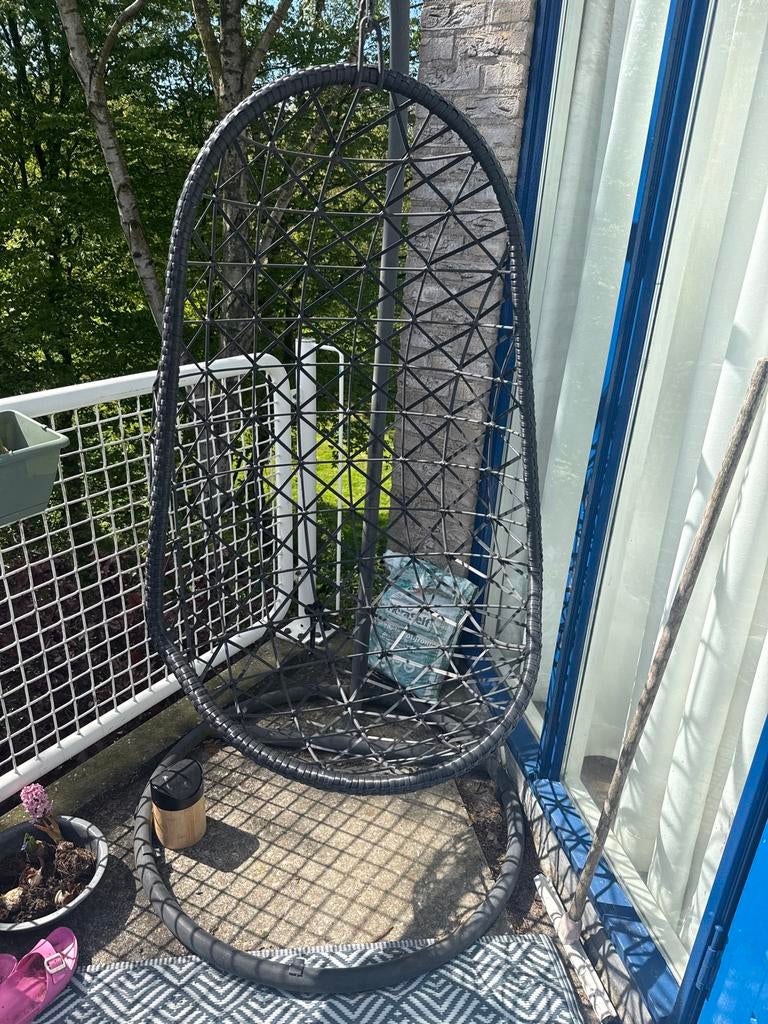 Zwarte hangstoel egg chair, Tuin en Terras, Ophalen, Gebruikt
