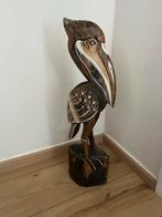 Houten Pelikaan Decoratie - Handgesneden Beeld, Ophalen of Verzenden, Zo goed als nieuw