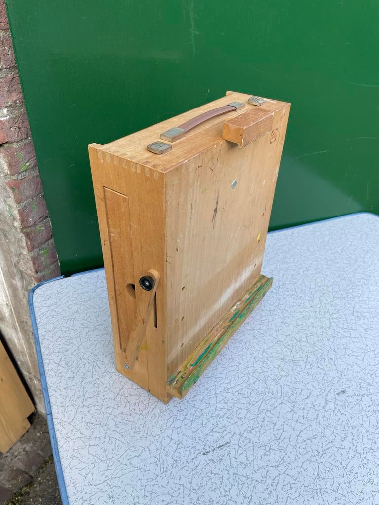 Vintage houten veldezel / schilderskist, Hobby en Vrije tijd, Schilderen, Ophalen of Verzenden, Gebruikt, Ezel