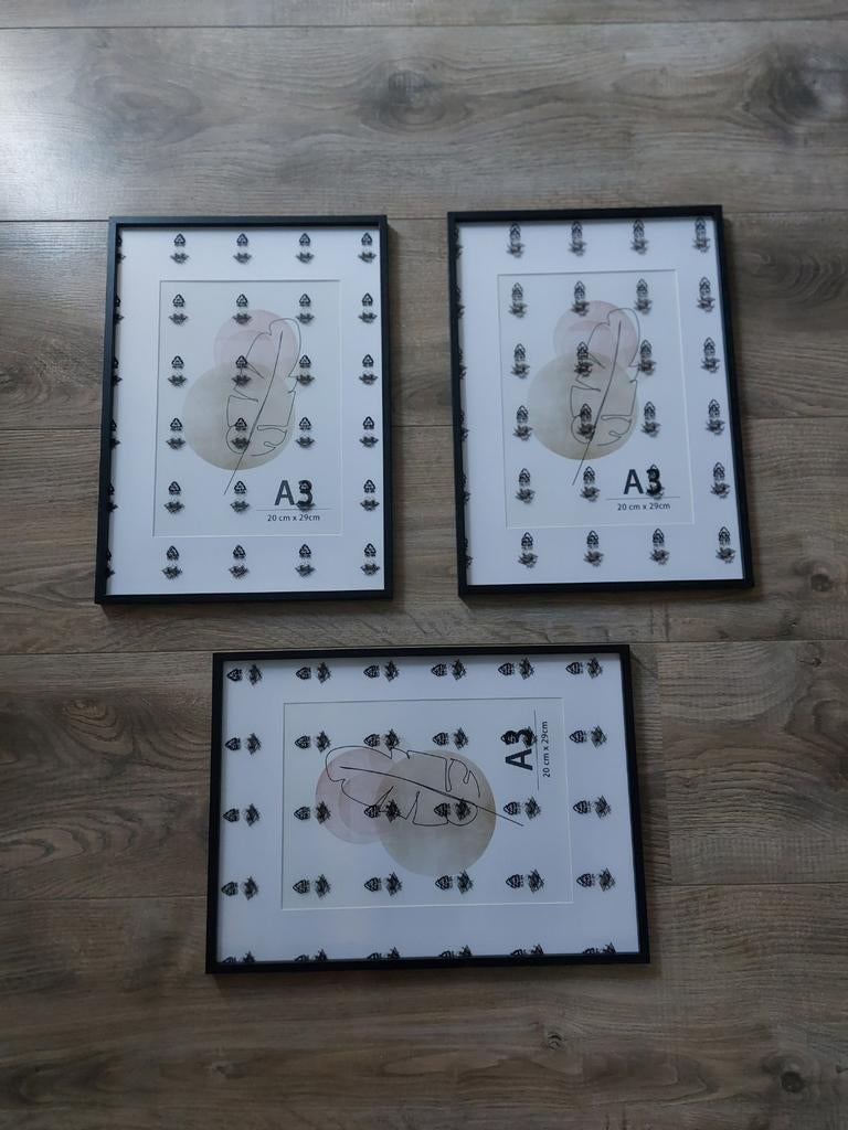 3x A3 Fotolijst Zwart Frame 20x29 cm, Ophalen of Verzenden, Nieuw