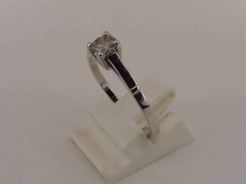 Witgouden damesring solitair met briljant                G52, 18 tot 19, Gebruikt, Overige kleuren, .