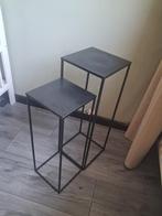 Set van 2 zwarte metalen plantentafels, Ophalen, Minder dan 55 cm, Gebruikt, Metaal of Aluminium