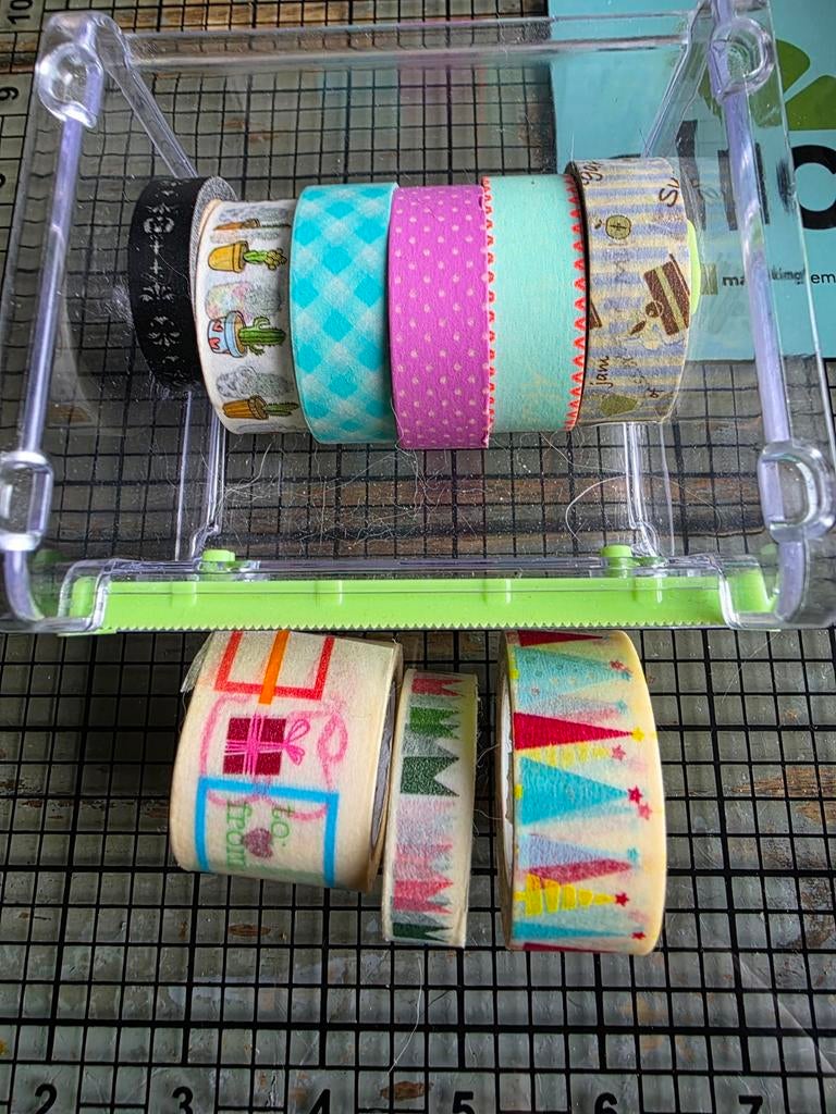 Washi Tape Set met Dispenser - Diverse Patronen, Gebruikt, Overige thema's, Meerkleurig, Ophalen of Verzenden