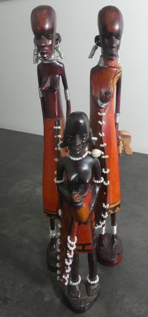 Houten beeldjes Masai figuren [2010], Antiek en Kunst, Kunst | Niet-Westerse kunst, Ophalen