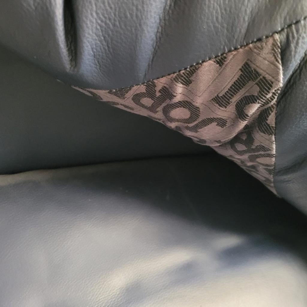 Jori 2,5-zits bank - Blauw leer - 190cm breed, Ophalen, Gebruikt, 150 tot 200 cm, Driepersoons