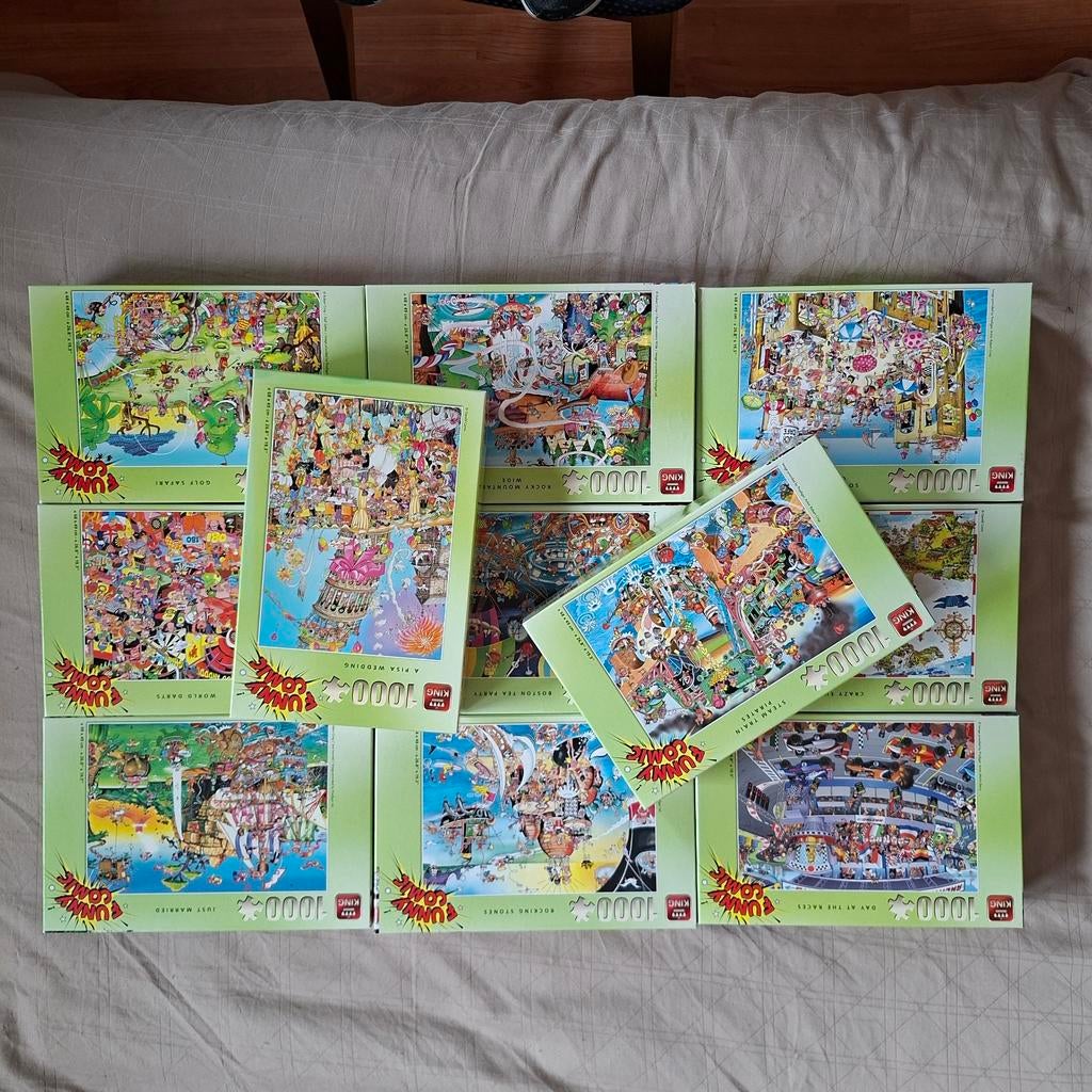 King Funny Comic Puzzels, Ophalen, 500 t/m 1500 stukjes, Gebruikt, Legpuzzel