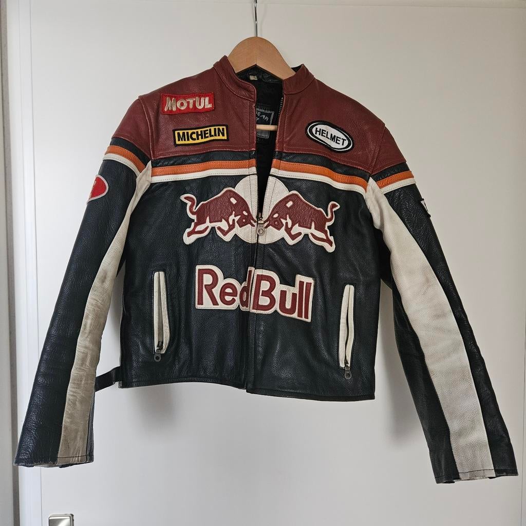 Vintage Red Bull Leren Motorjas - Maat M/L, Motoren, Kleding | Motorkleding, Ophalen of Verzenden