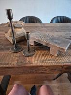 2 kandelaars/poer en een plateau, Huis en Inrichting, Woonaccessoires | Kandelaars en Kaarsen, Ophalen, Overige materialen, Minder dan 25 cm