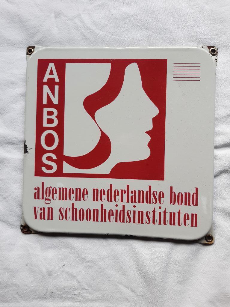 orgineel oud emaille bord bordje anbos 50 tiger jaren, Ophalen of Verzenden