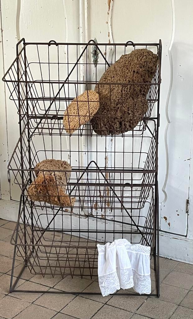 Brocante oud Frans draad rek met 3 manden, Antiek en Kunst, Ophalen of Verzenden