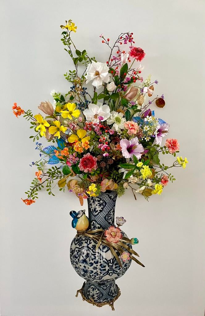 3D zijden bloemen schilderijen op canvas, Antiek en Kunst, Ophalen of Verzenden