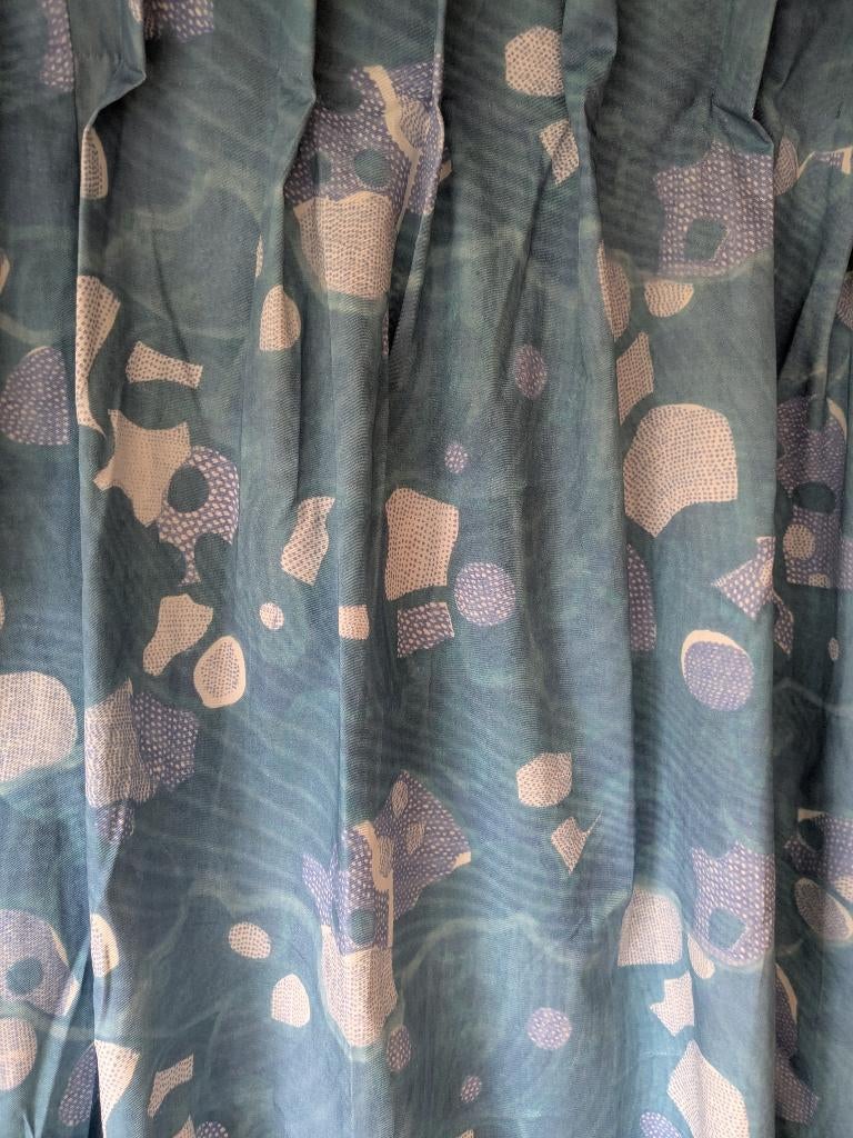 Blauw groene Paapje Gordijnen, Huis en Inrichting, Stoffering | Gordijnen en Lamellen, Zo goed als nieuw, 200 cm of meer, 200 cm of meer