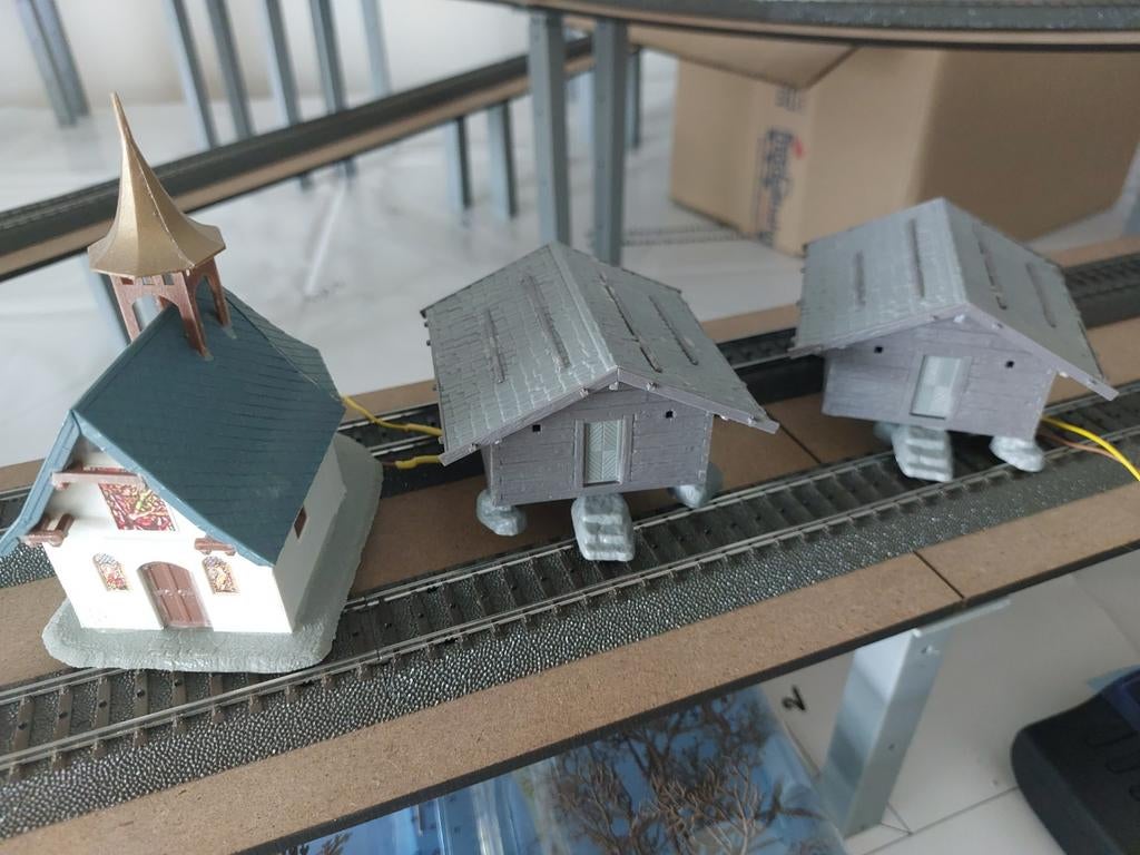 3x gebouw h0 1:87, Overige merken, Gebruikt, Gelijkstroom of Wisselstroom, Brug, Tunnel of Gebouw