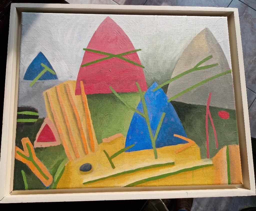 Schilderij op doek,  modern 30x40 cm met lijst, Antiek en Kunst, Ophalen