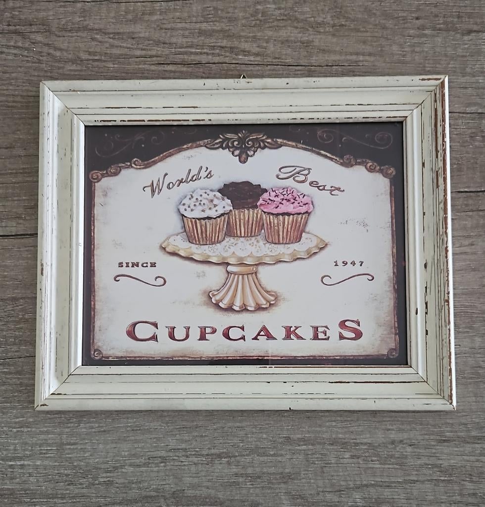 Vintage wandbord schilderij world,s best cupcakes Italiaanse, Ophalen
