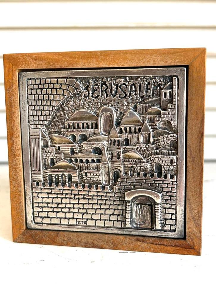 Vintage houten kistje met zilveren inleg Jerusalem, Antiek en Kunst, Antiek | Goud en Zilver, Zilver, Ophalen