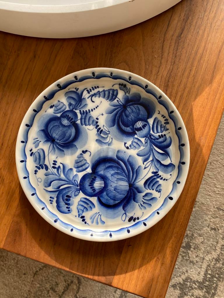 Delfs blauwe accessoires. Vaasjes en dienblad, Blauw, Ophalen of Verzenden, Minder dan 50 cm, Glas