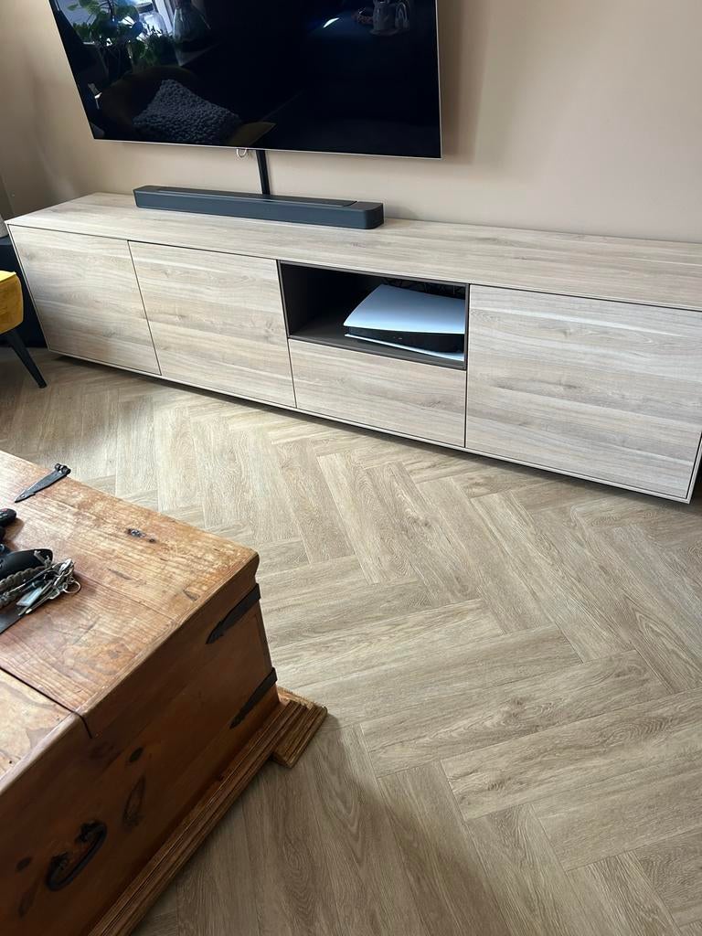 Lamulux tv-meubel fresh oak/latte - z.g.a.n., Ophalen, Overige materialen, Zo goed als nieuw, 200 cm of meer