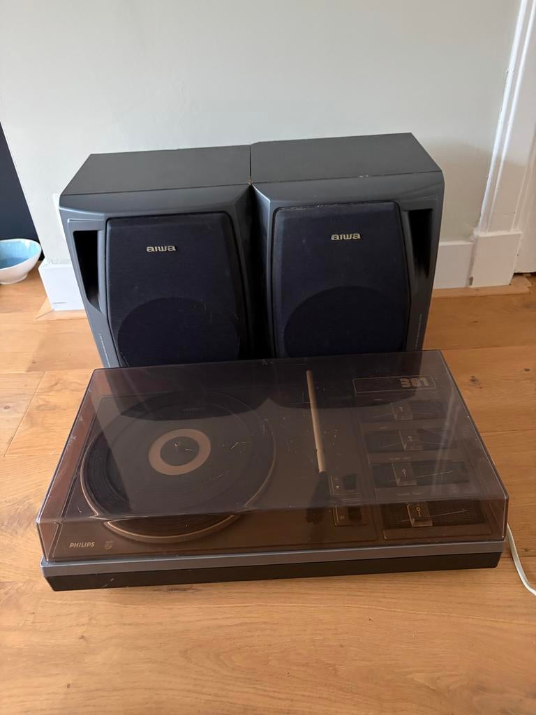 Philips 381 Platenspeler met Speakers - Vintage, Ophalen of Verzenden, Gebruikt, Platenspeler, Philips