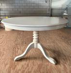 Brocante eettafel 120 rond kleur wit hout, Huis en Inrichting, Ophalen, 100 tot 150 cm, Rond, Zo goed als nieuw