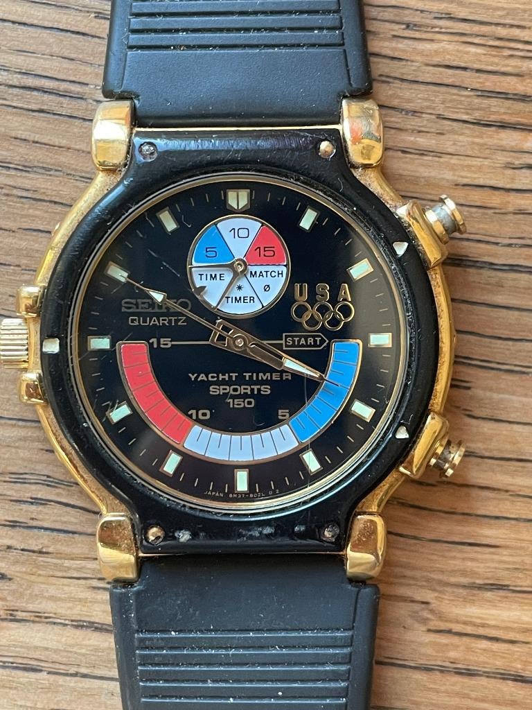 Seiko 8M37-8019 – Olympic Yacht Timer (Vintage) , Ophalen, Zwart, Android