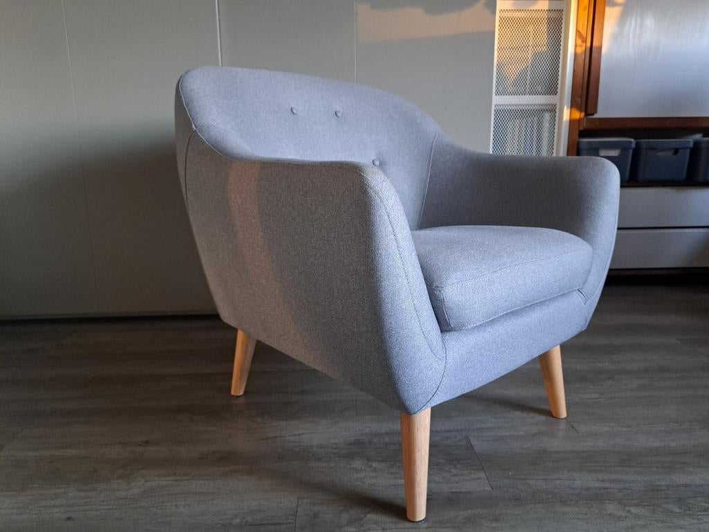Grijze fauteuil - perfect voor kinderkamer of leeshoek, Huis en Inrichting, Fauteuils, Ophalen, 75 tot 100 cm, Zo goed als nieuw