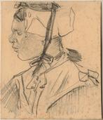 S. H. de Roos krijttekening "Gerechtszaal, - Vrouw", 1896, Antiek en Kunst, Kunst | Tekeningen en Foto's, Ophalen