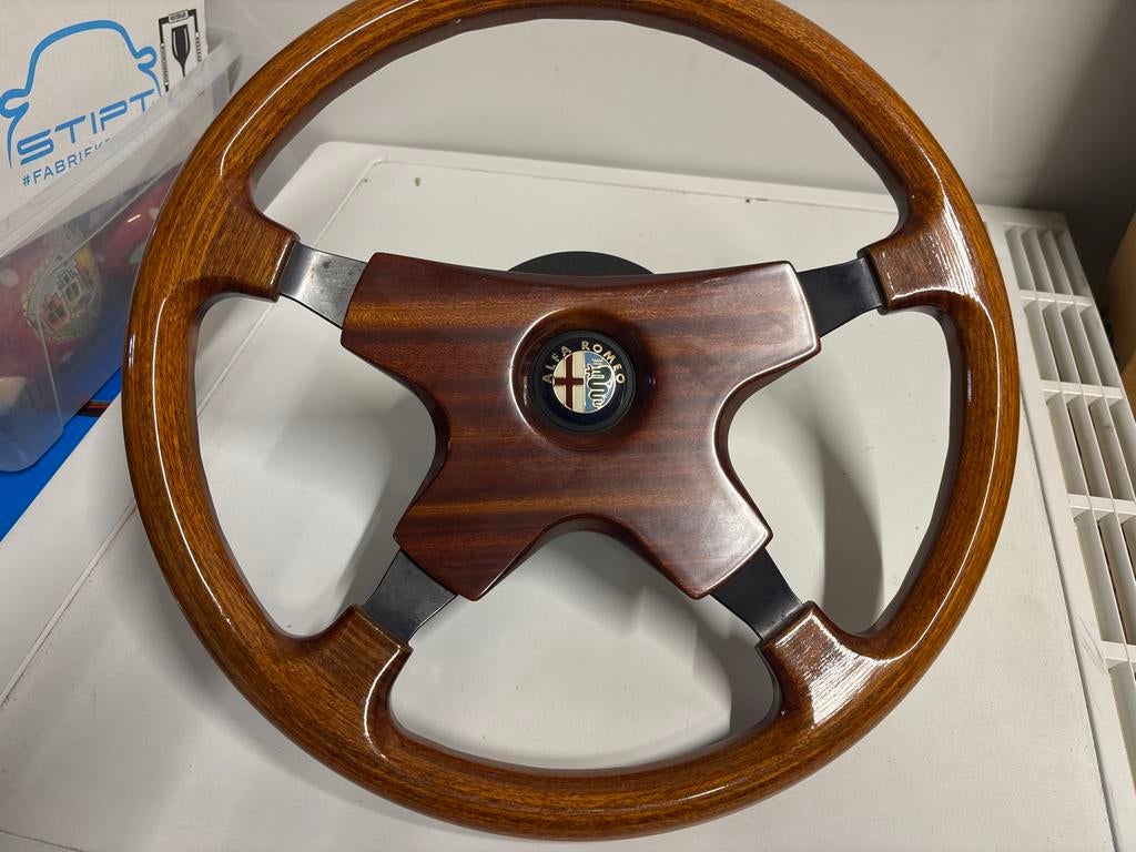 Houten Stuurwiel Alfa Romeo - Klassiek Design, Auto-onderdelen, Ophalen of Verzenden, Gebruikt, Alfa Romeo