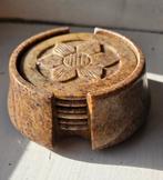 Stenen vintage onderzetters met houder, Huis en Inrichting, Woonaccessoires | Onderzetters, Ophalen of Verzenden, Gebruikt, Glas of Kopje