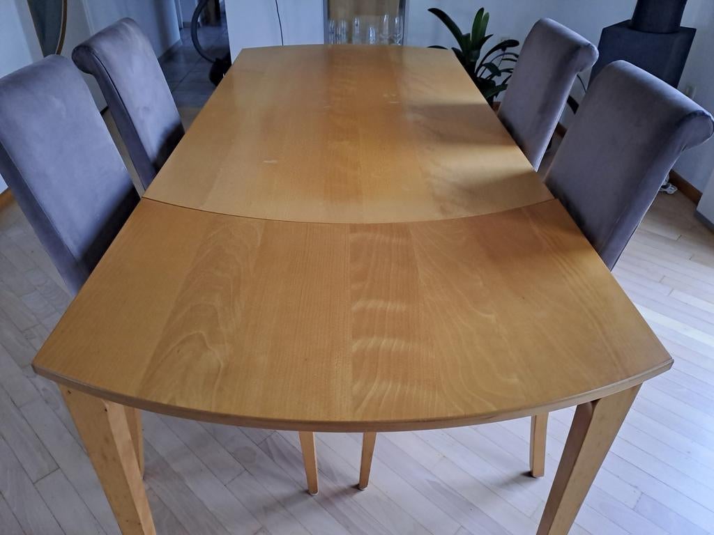 Uitschuifbare eettafel met 4 stoelen, Gebruikt, 100 tot 150 cm, Modern, Functioneel, Ophalen of Verzenden