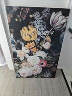 Bloemenprint op canvas, Huis en Inrichting, Woonaccessoires | Schilderijen, Tekeningen en Foto's, Ophalen, Gebruikt, Print, 75 tot 100 cm