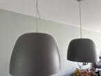 Twee metalen hanglampen grijs voor boven de eettafel, Ophalen, Gebruikt, Metaal, Minder dan 50 cm