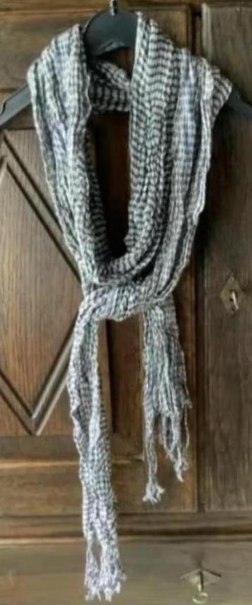 Sjaal, shawl, das zwart - grijzig - blauwe ruitjes / strepen beschikbaar voor biedingen
